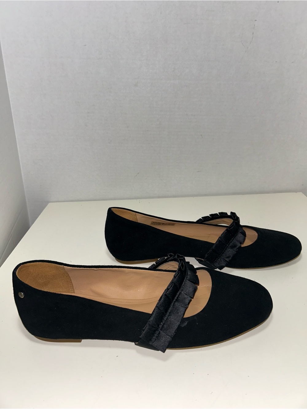 Ugg Thea Black Suede Mary Jane Slip On Flat Loafer